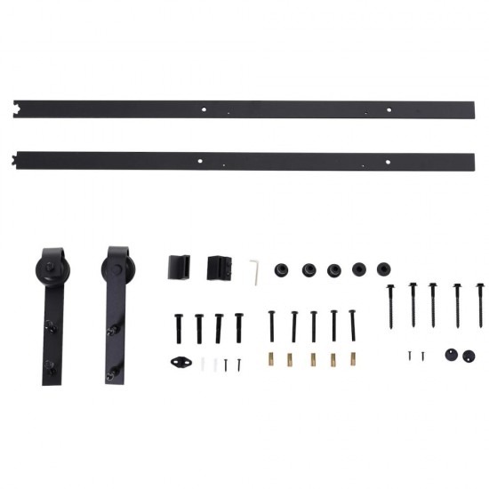 Homcom Track Kit Για Συρόμενες Πόρτες Μαύρο 200x4x0.6cm (B81-020) (HOMB81-020)